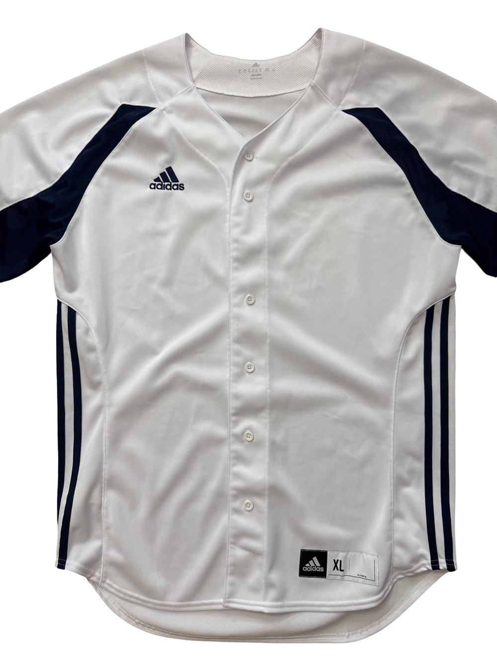 Adidas Men’s Blank Baseball Jersey Style Shirt Buttons Size XL Striped Logo Mens